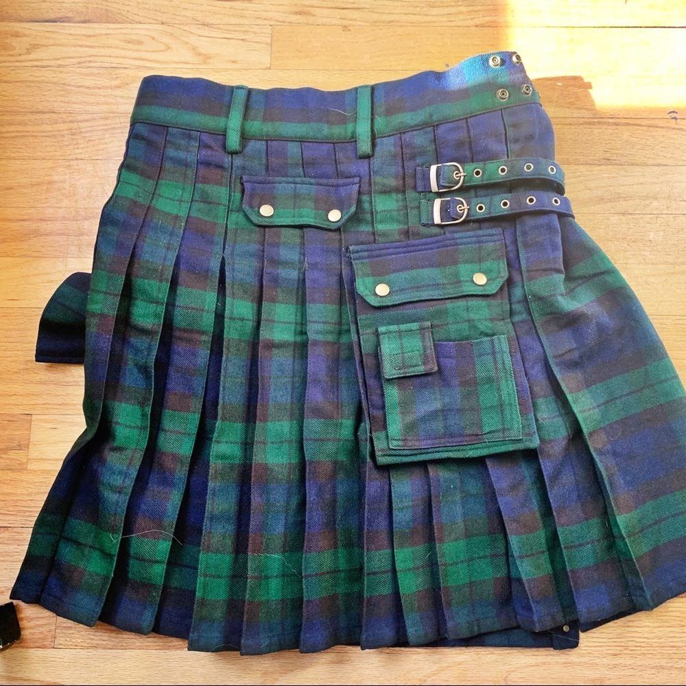 Men's tartan Kilt blue green black M/L Outlander